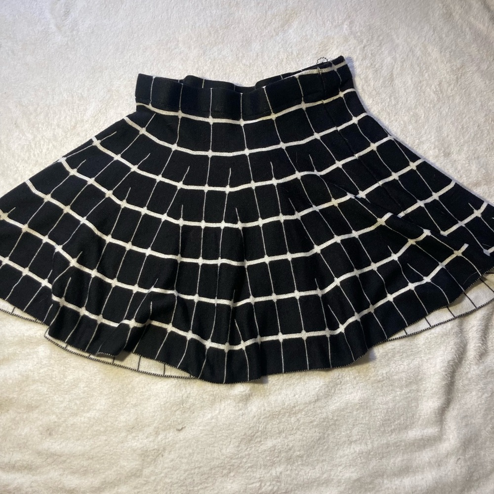 White & Black Striped Mini Skirt